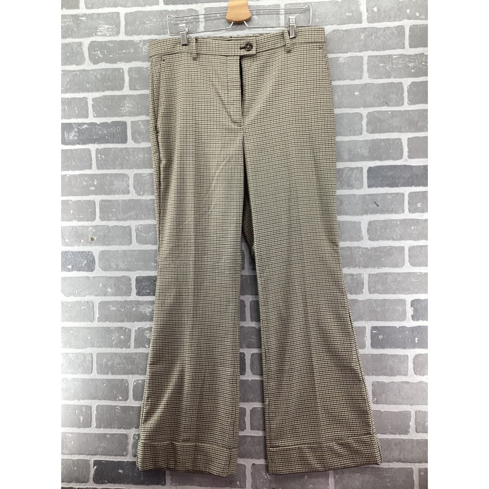 Ann Taylor Brown Houndstooth Wide Leg Trousers Size 12 Career Dress Pants